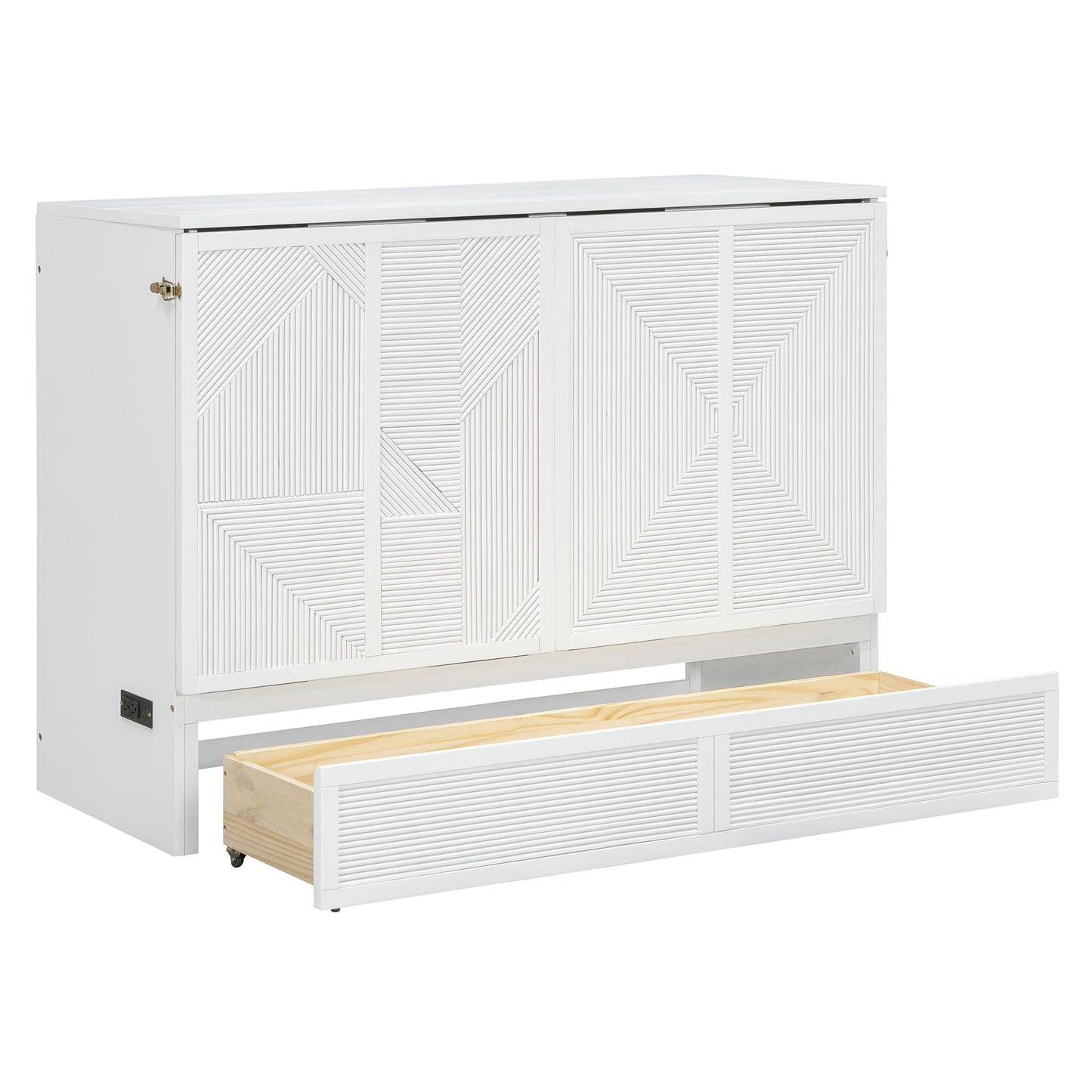 Murphy Bed With Large Drawer, USB Ports And Outlets