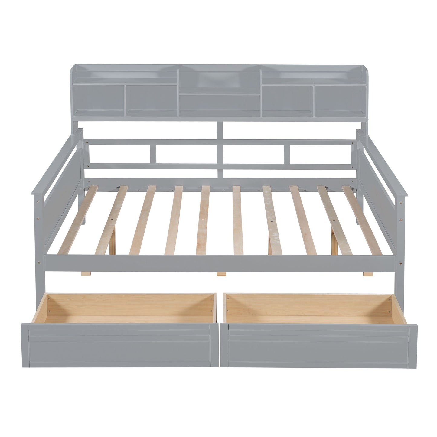Daybed, Slat Support, With Bedside Shelves And 2 Drawers