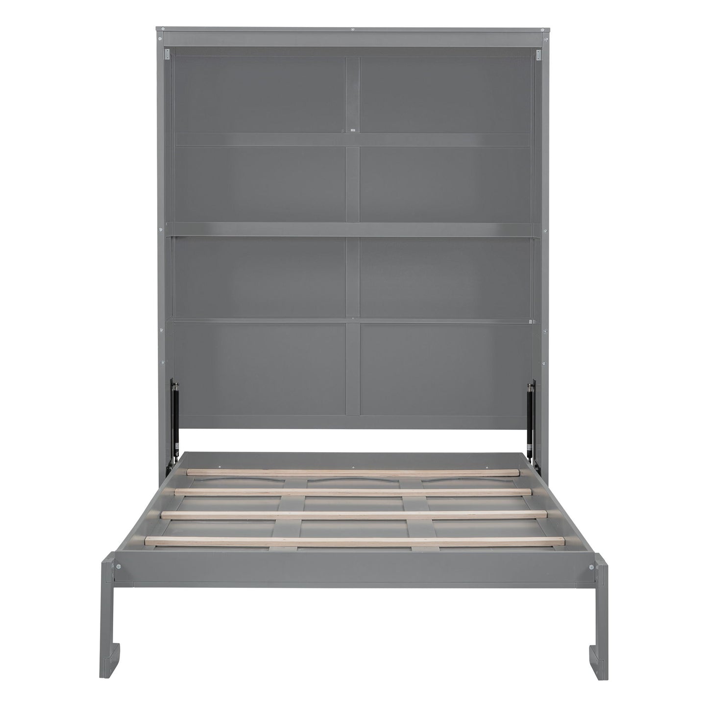 Full Size Murphy Wall Comfort Bed With Shelves - Gray