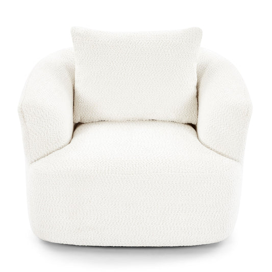 360° Swivel Barrel Sofa Chair With Throw Pillow, Chenille Upholstered Accent Chair