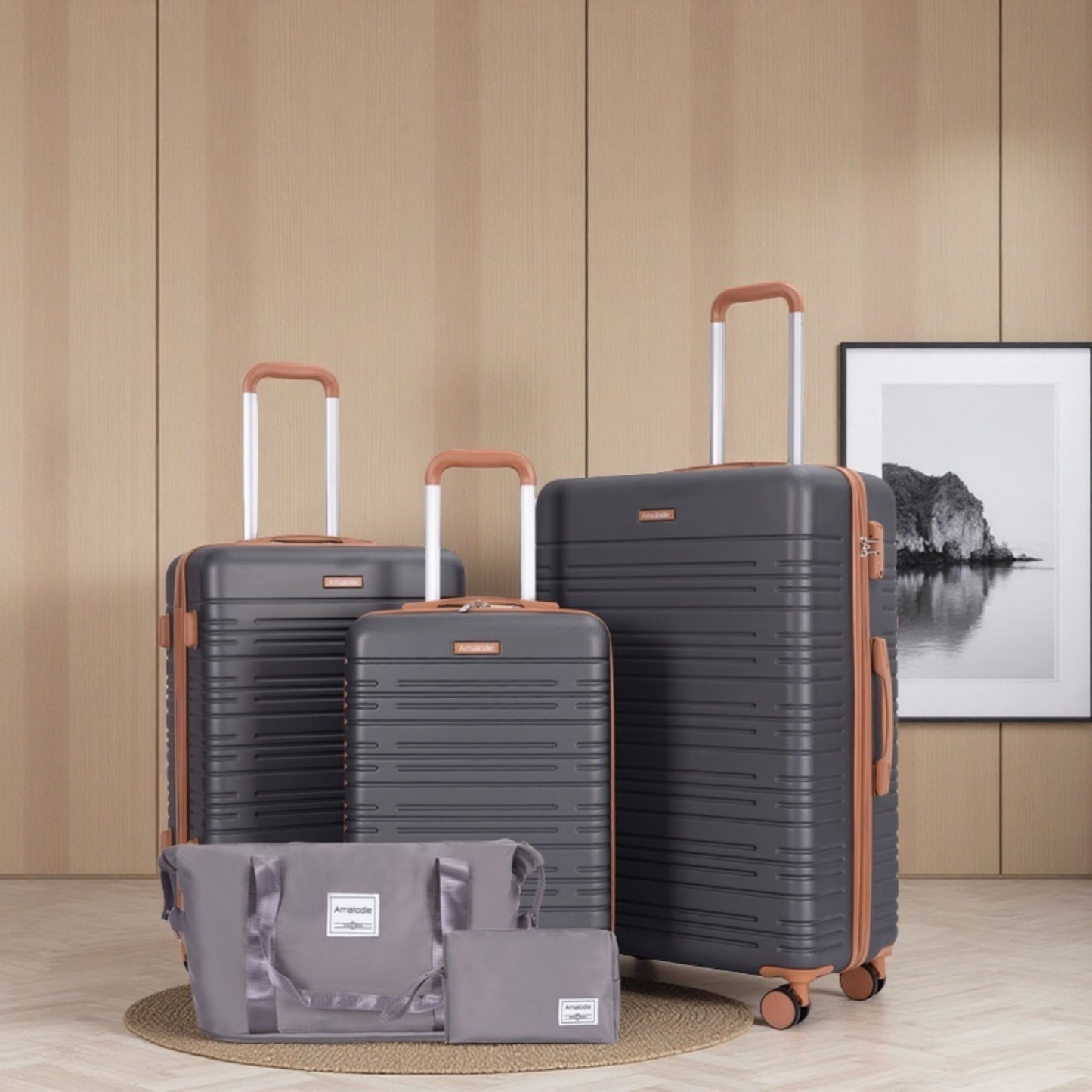 5 Piece Set Hard Case Spinner Wheels Luggage Sets With Tsa Lock