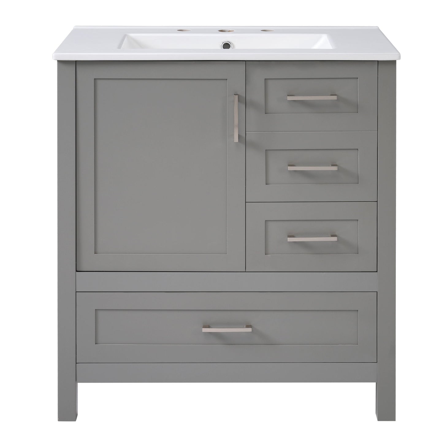 Modern Bathroom Vanity With Ceramic Sink, Solid Frame And Storage Solutions