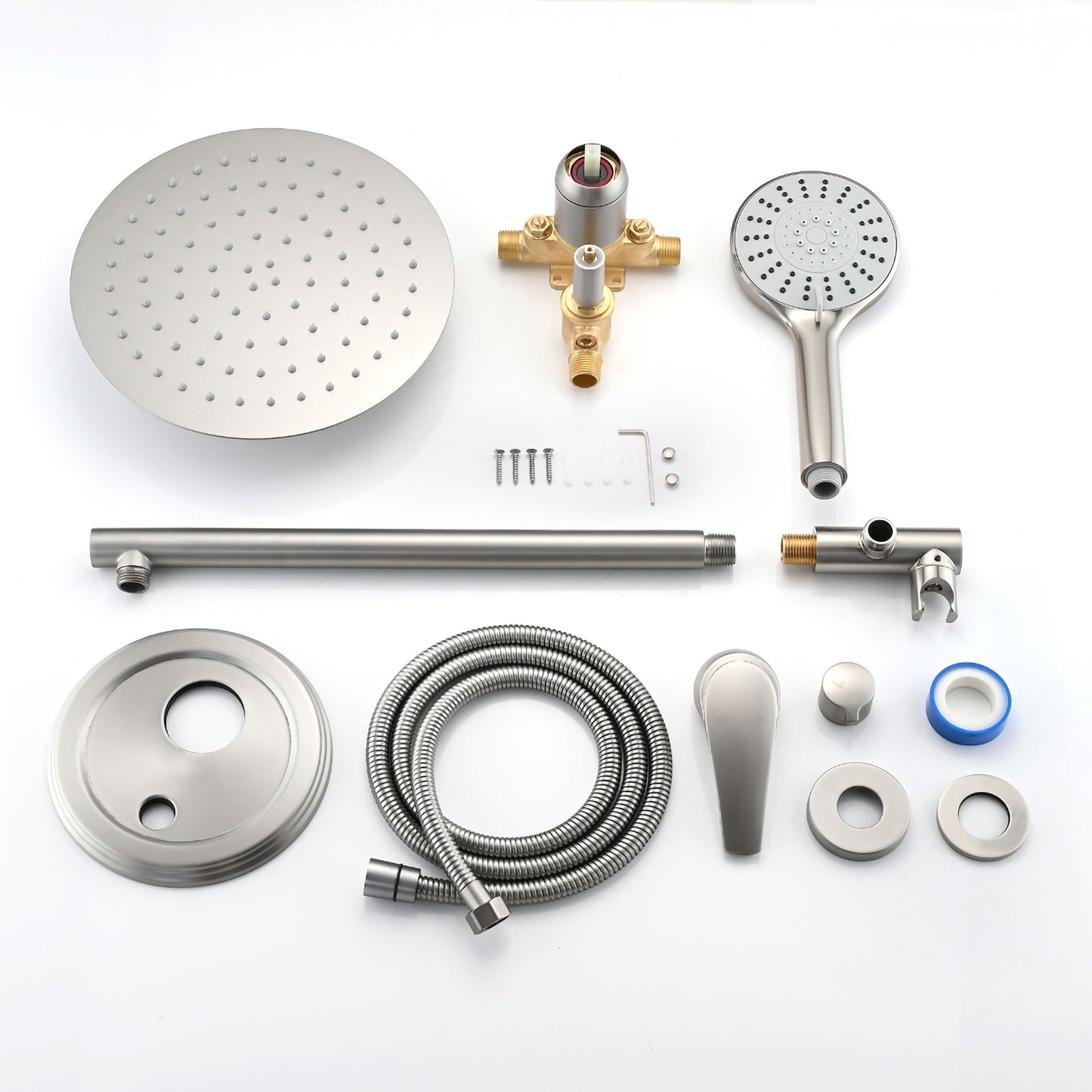 Wall Mounted Shower Set With High Pressure 10" Rain Shower Head And 5 Function Handheld Shower Head - Brushed Nickel