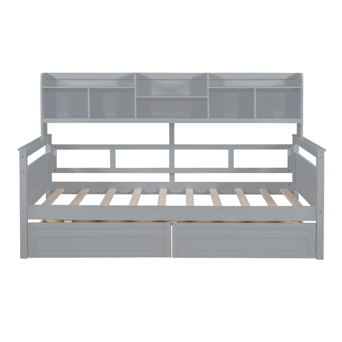 Daybed, Slat Support, With Bedside Shelves And 2 Drawers