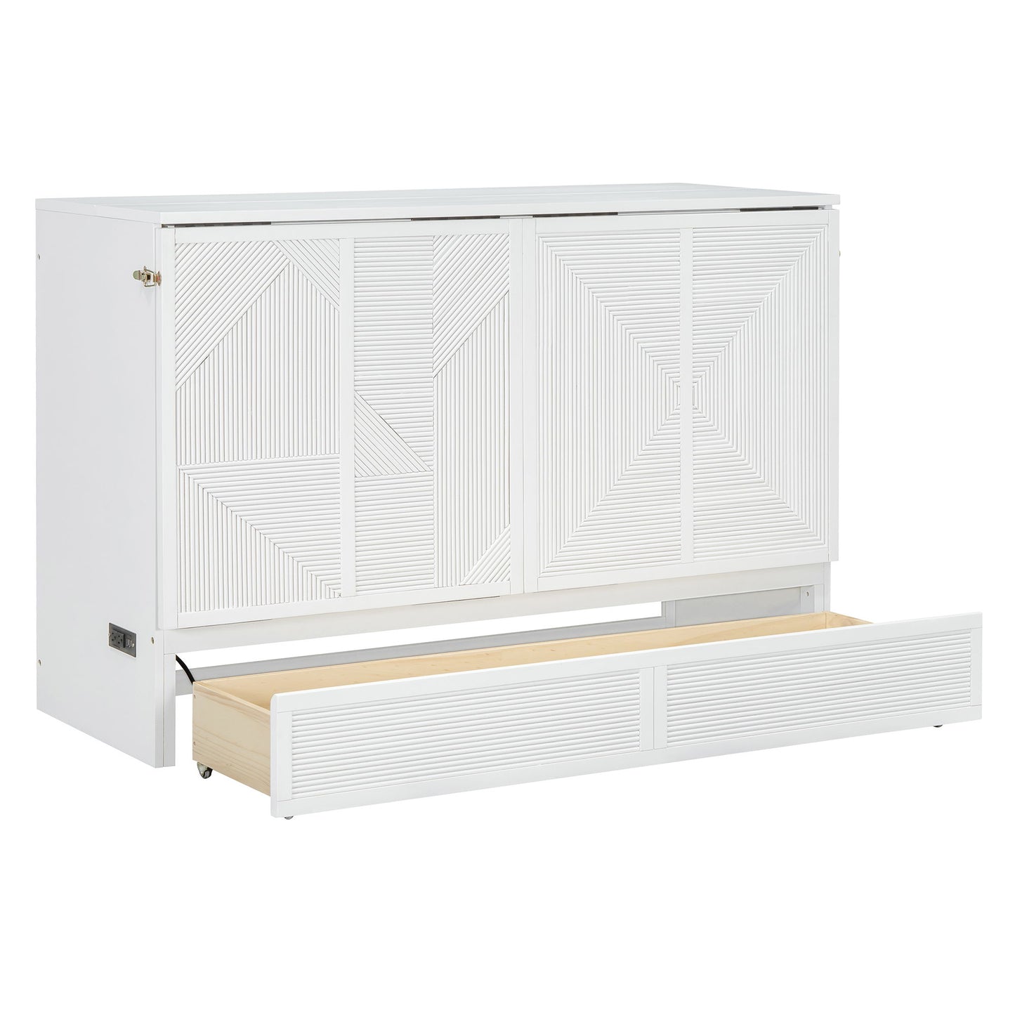 Murphy Bed With Large Drawer, USB Ports And Outlets