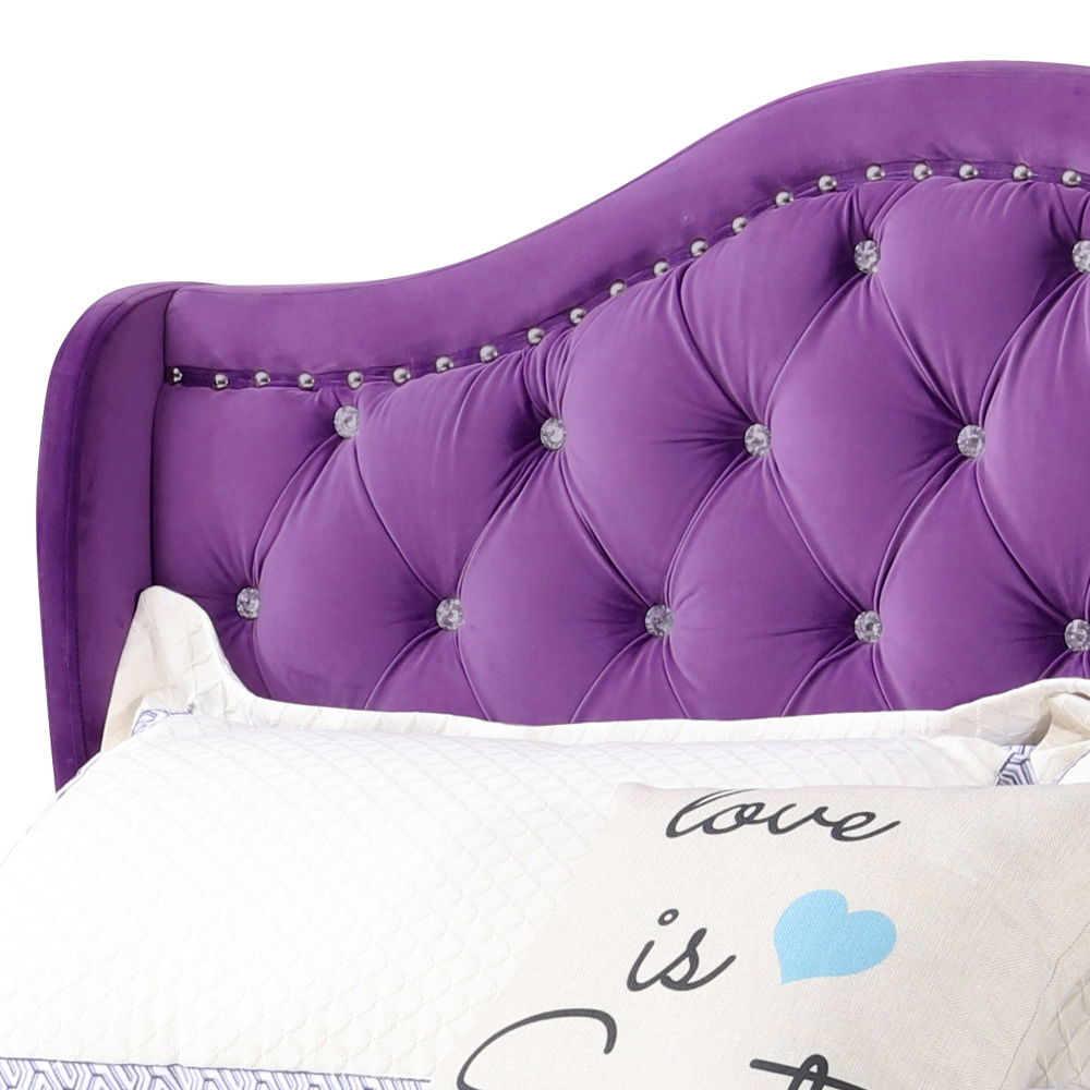 Upholstered Velvet Bed Transitional