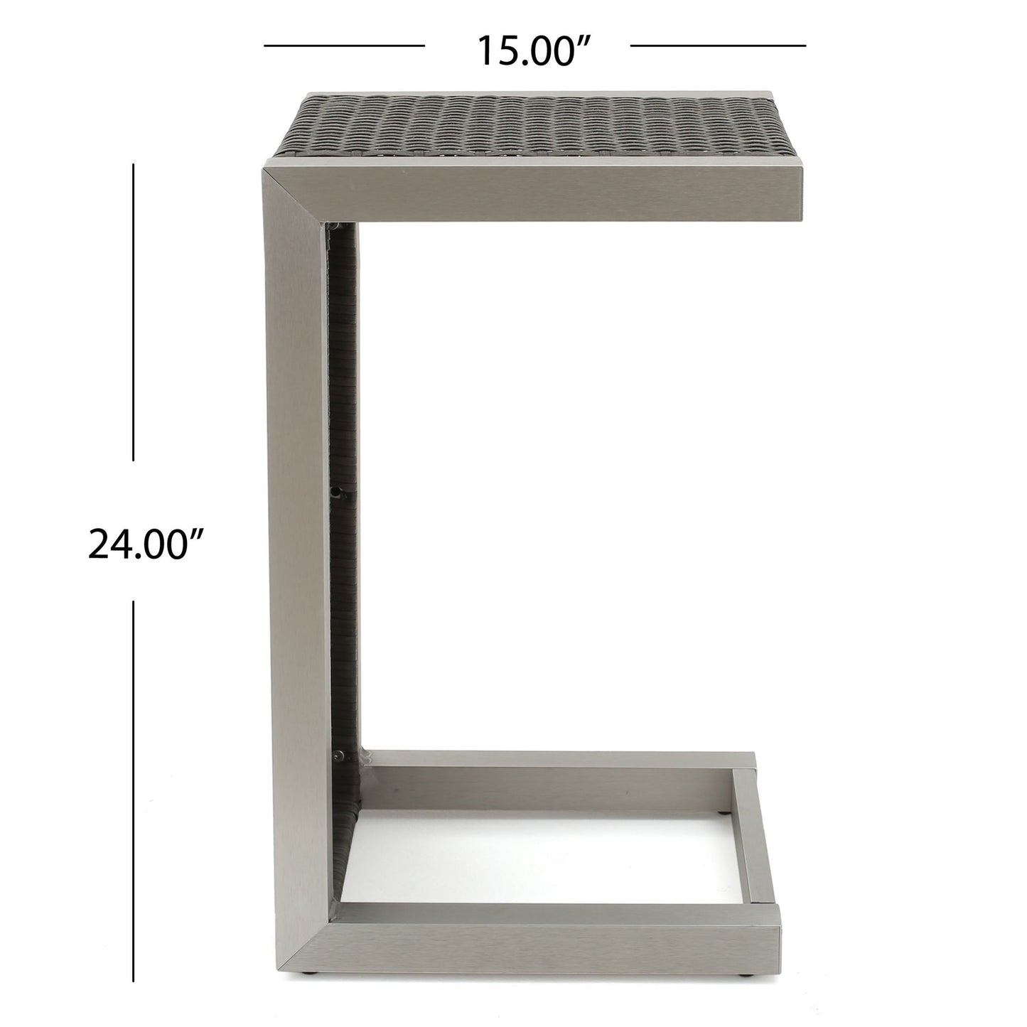 Cape - Coral Wicker C Shaped Table Modern DesignRattan And Aluminum Frame - Brown