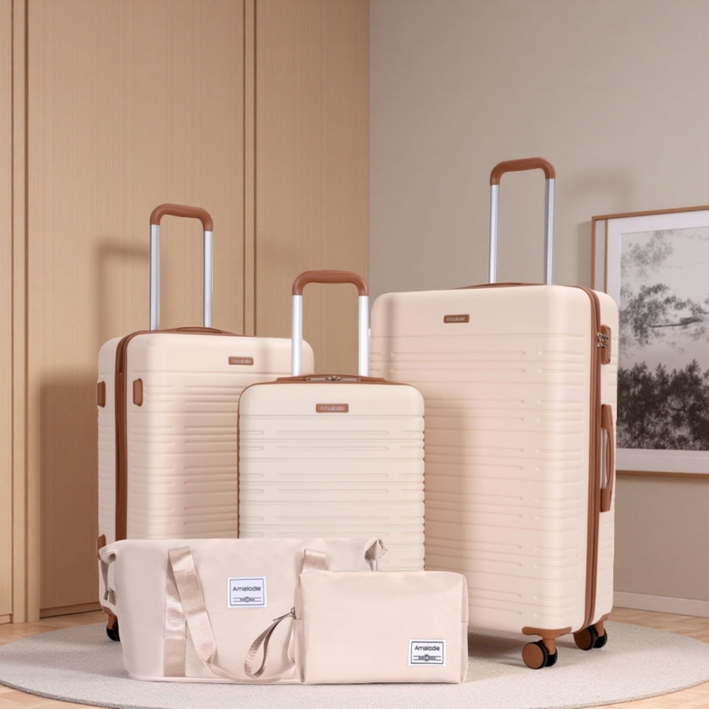 5 Piece Set Hard Case Spinner Wheels Luggage Sets With Tsa Lock