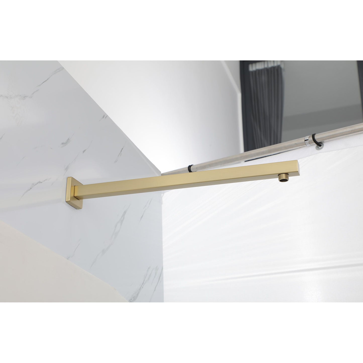 Wall Mounted Shower Arm With Flange, 16" Stainless Steel For Rain Shower Heads - Gold