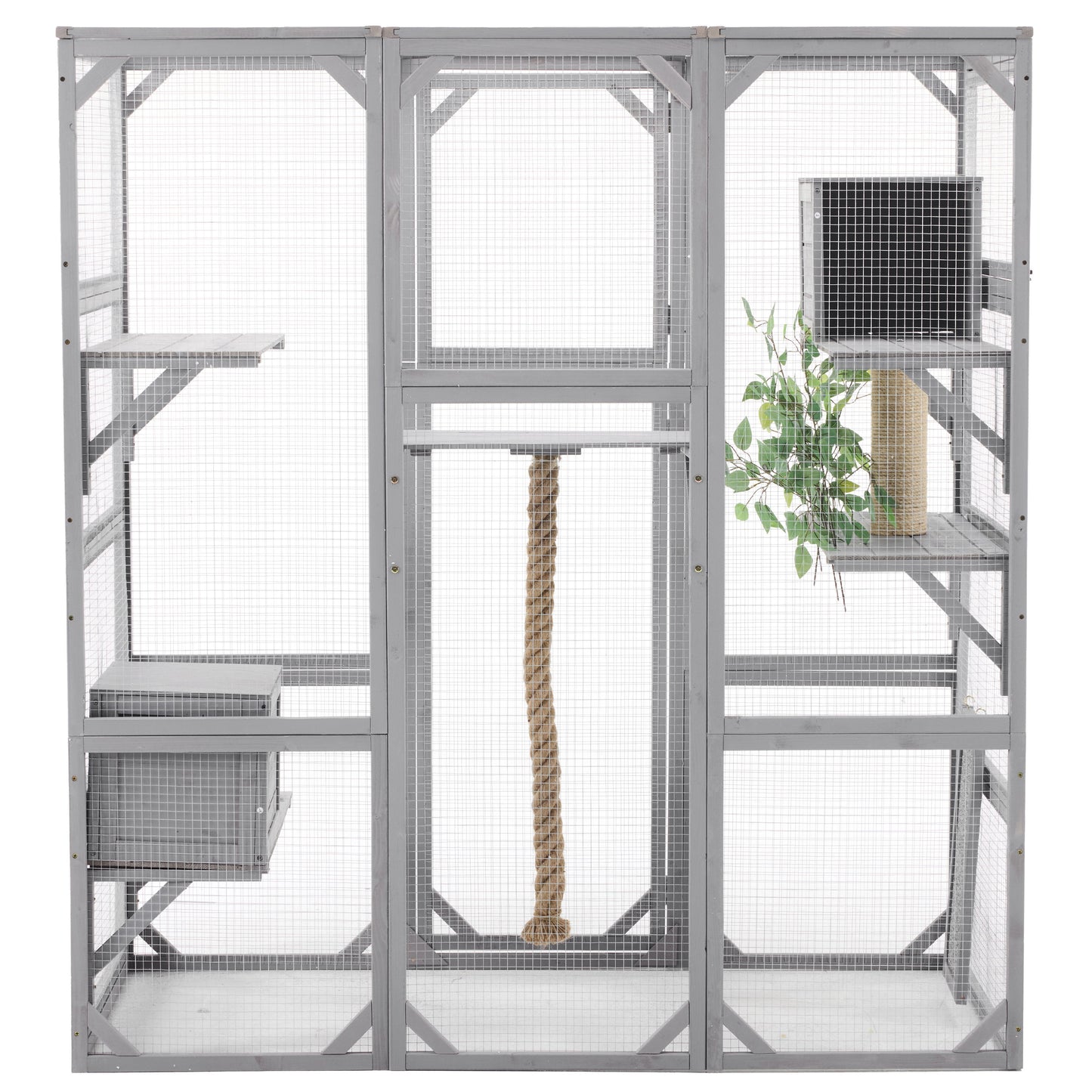 Outdoor Cat House, Diy Cat Enclosure Catio With Double Enter Doors