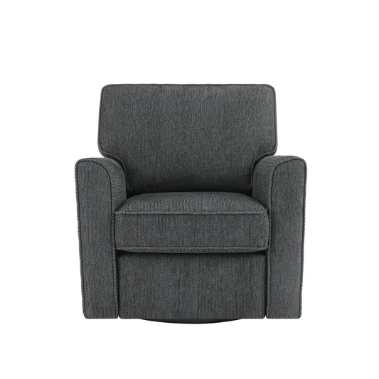 360° Swivel Accent Barrel Armchair With Side Pockets, Compact Design
