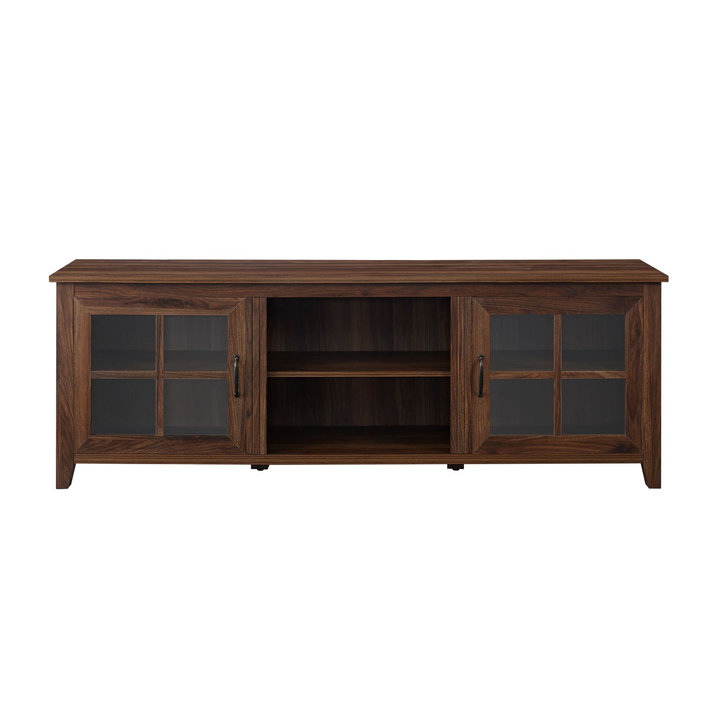 Modern Farmhouse 2 Door Glass Windowpane 70" TV Stand For 80" TVs