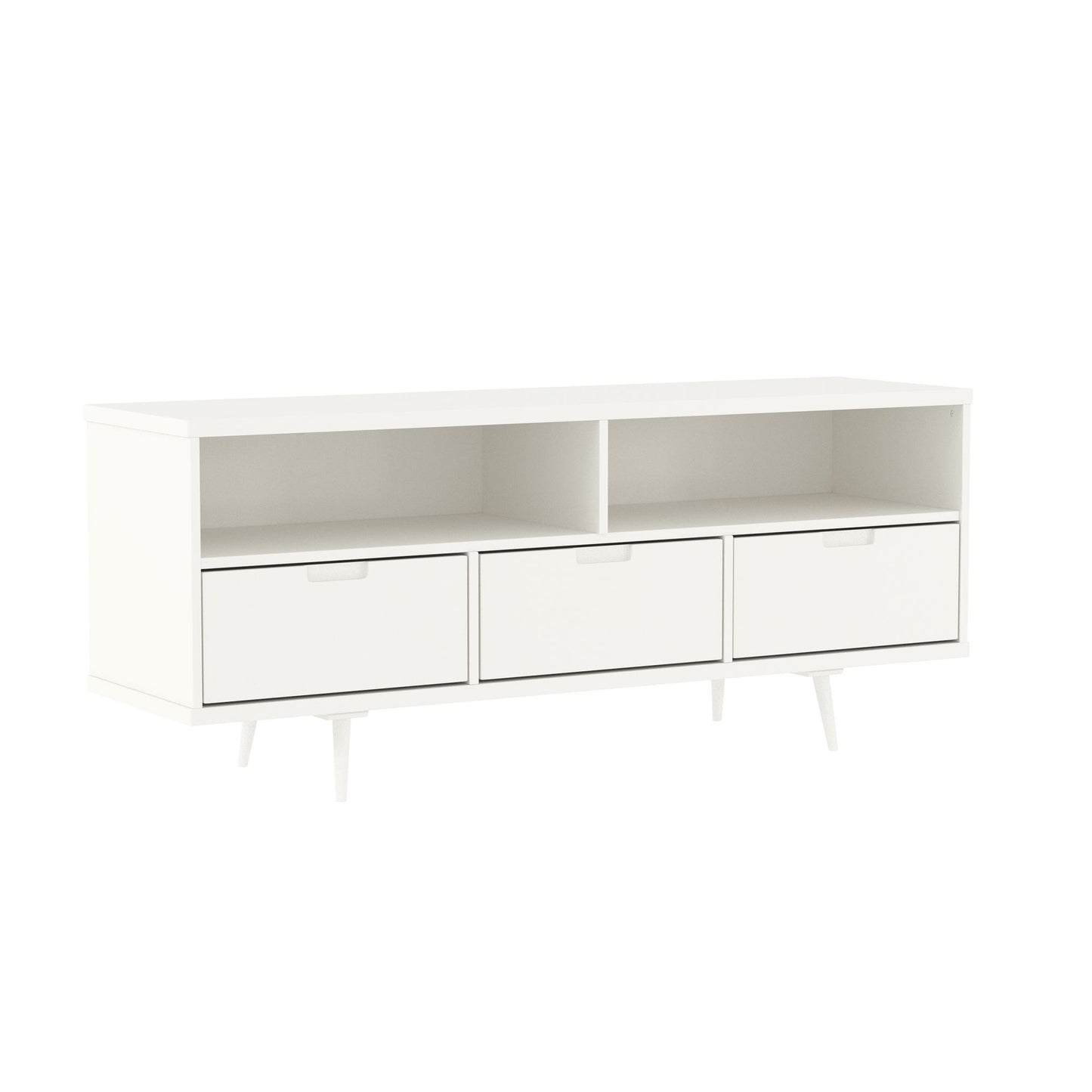 Mid-Century Modern Minimalist 3 Drawer Corner TV Stand For TVs Up To 58