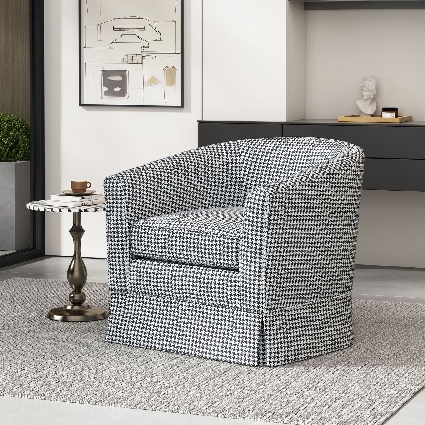 Zeniqua - Upholstered Velvet Swivel Chair With Loose Cover