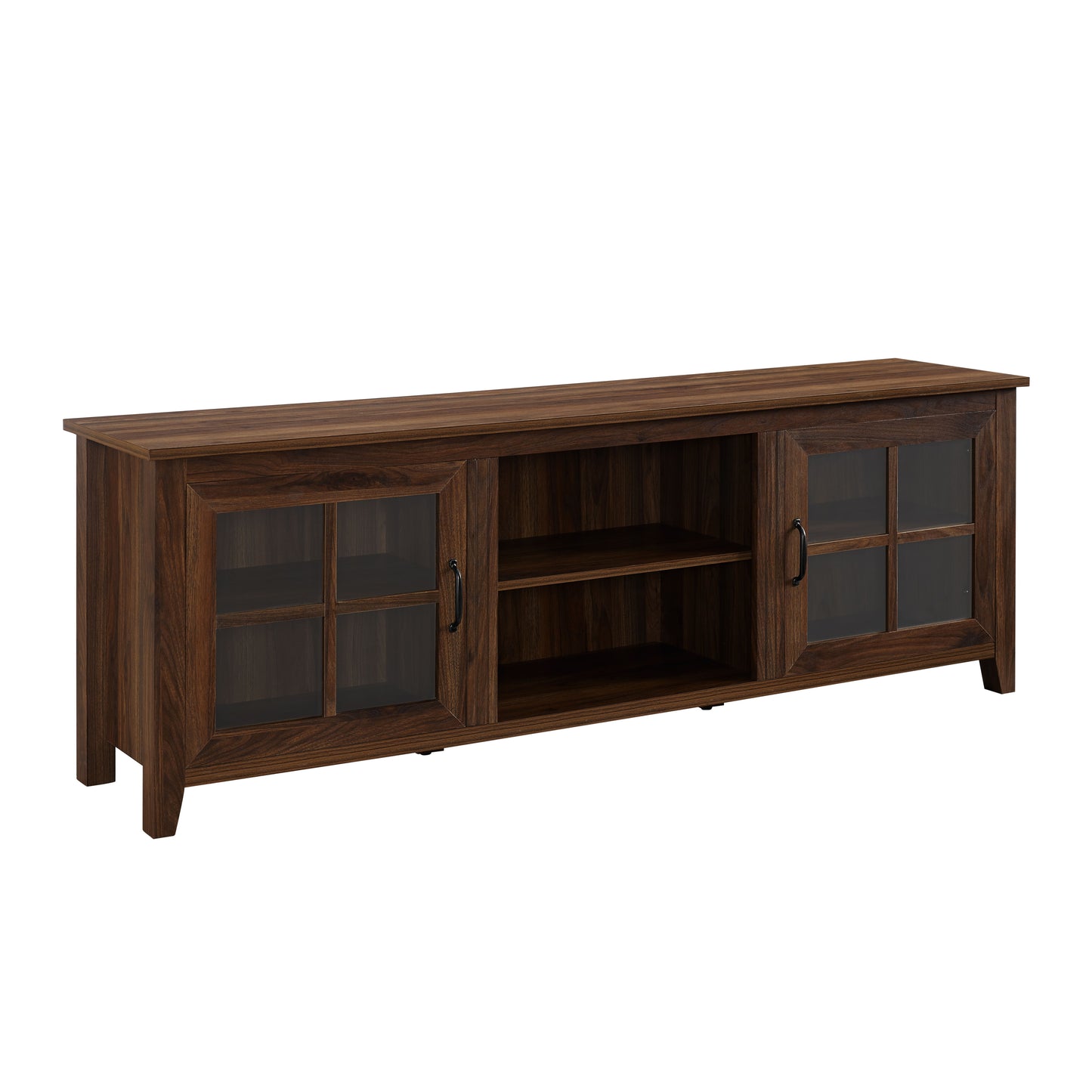 Modern Farmhouse 2 Door Glass Windowpane 70" TV Stand For 80" TVs