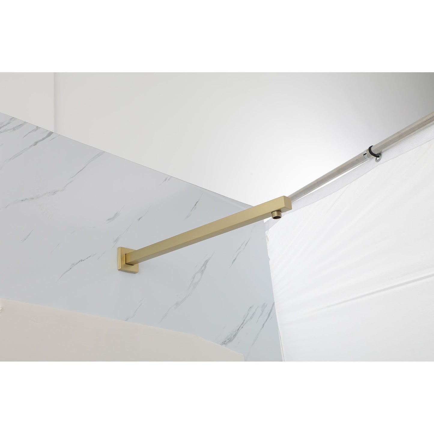 Wall Mounted Shower Arm With Flange, 16" Stainless Steel For Rain Shower Heads - Gold