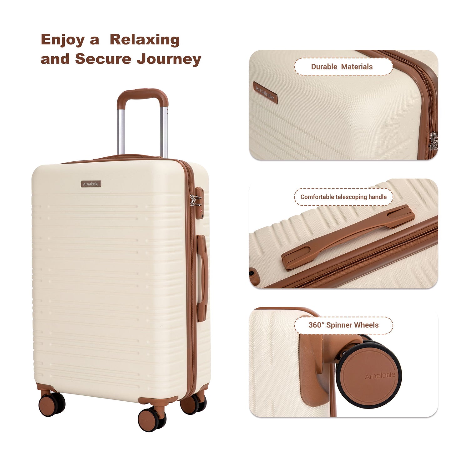 5 Piece Set Hard Case Spinner Wheels Luggage Sets With Tsa Lock