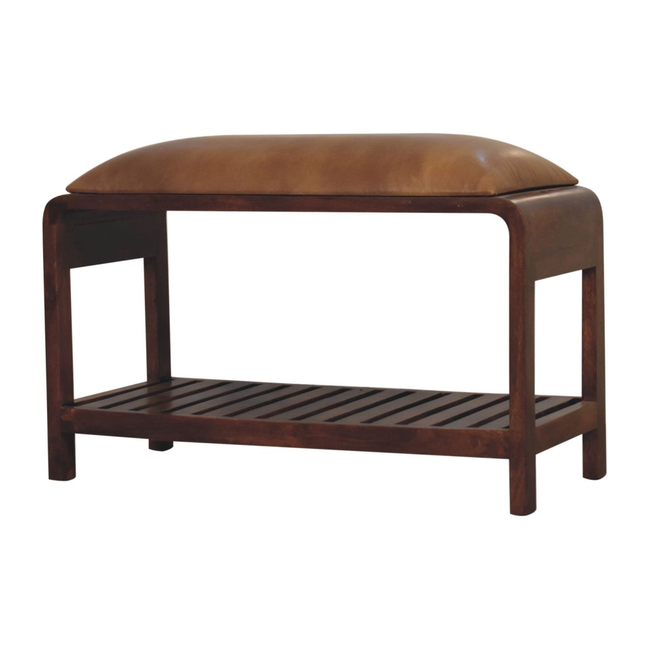 Buffalo - Slatted Square Bench - Brown