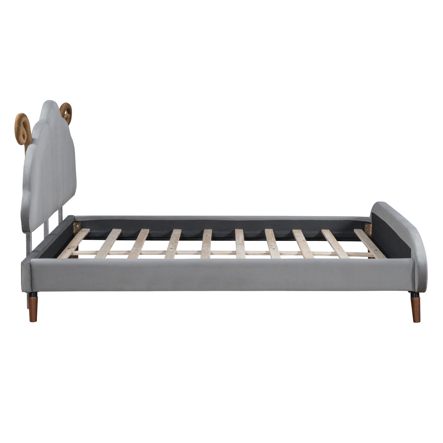 Upholstered Platform Bed With Sheep Shaped Headboard