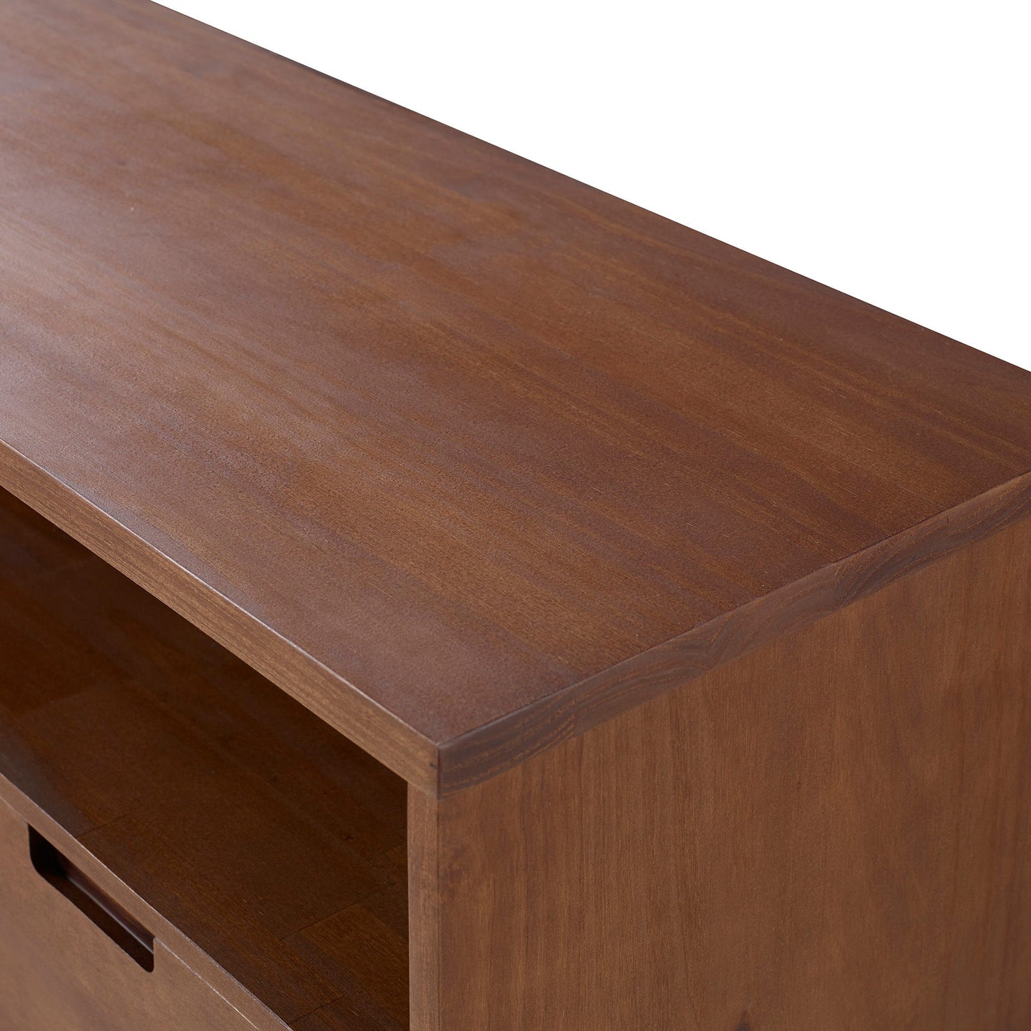 Mid-Century Modern Minimalist 3 Drawer Corner TV Stand For TVs Up To 58