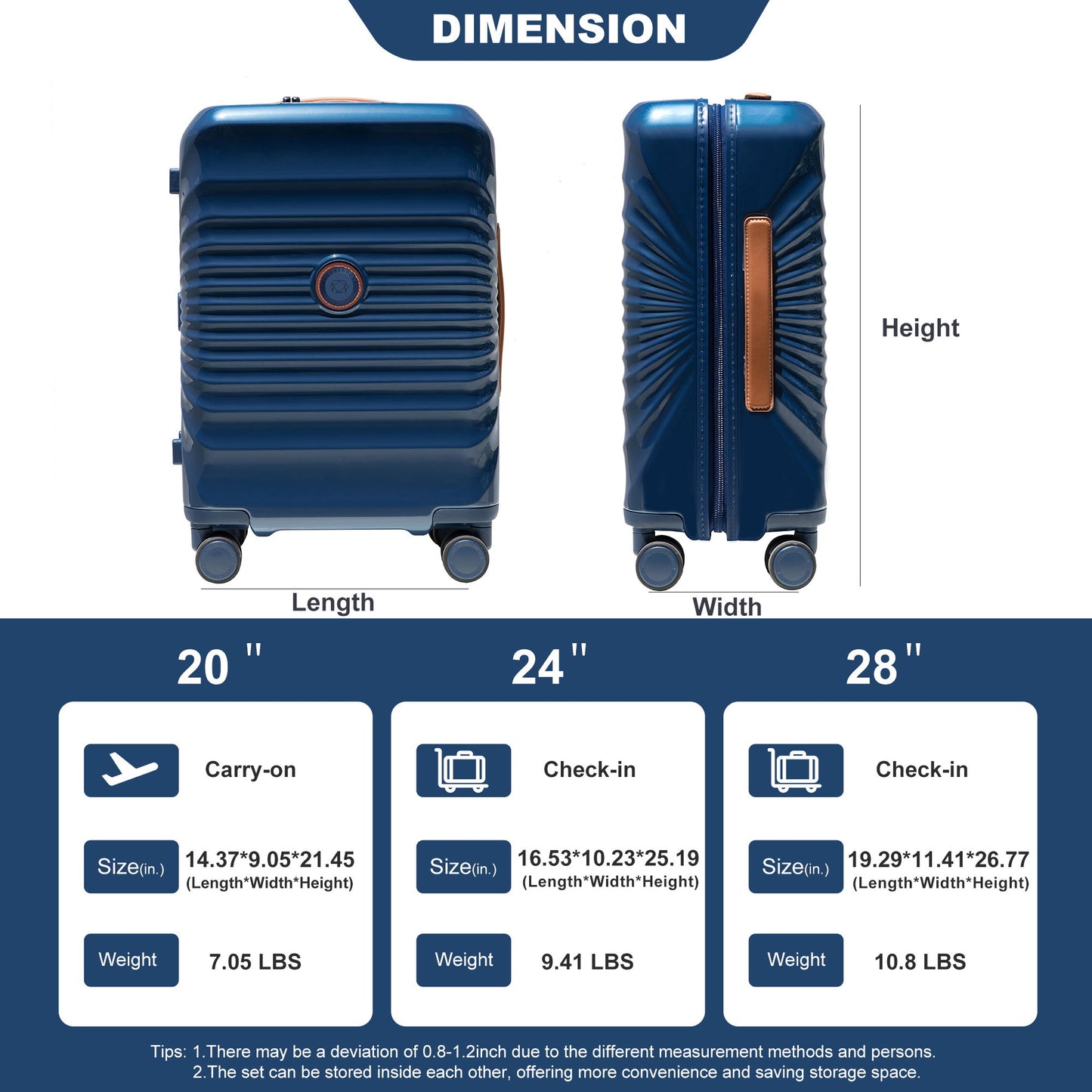 28" Luggage Lightweight Suitcase Tsa Lock USB Port Luggage Wheel