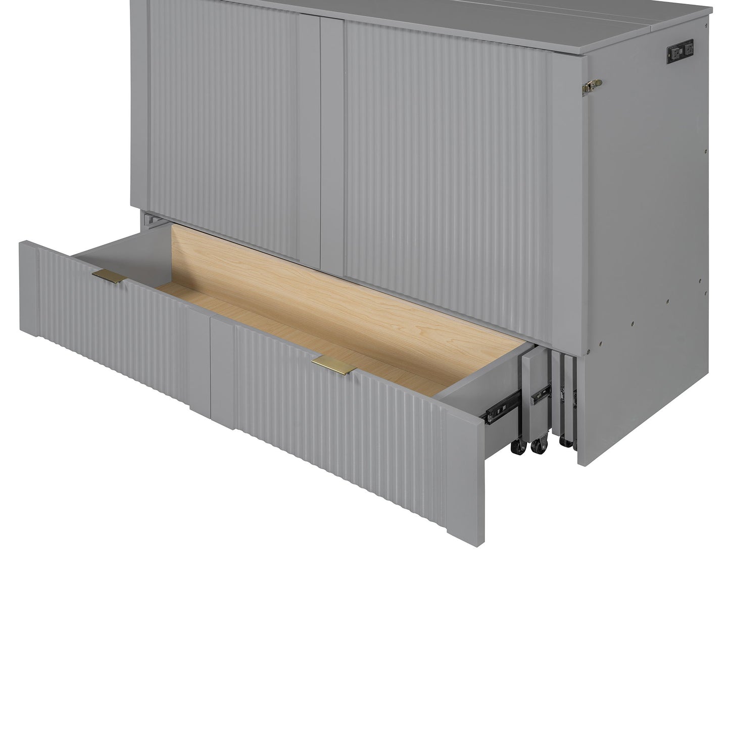 Murphy Bed With Drawer And A Set Of Sockets & USB Ports, Pulley Structure Design