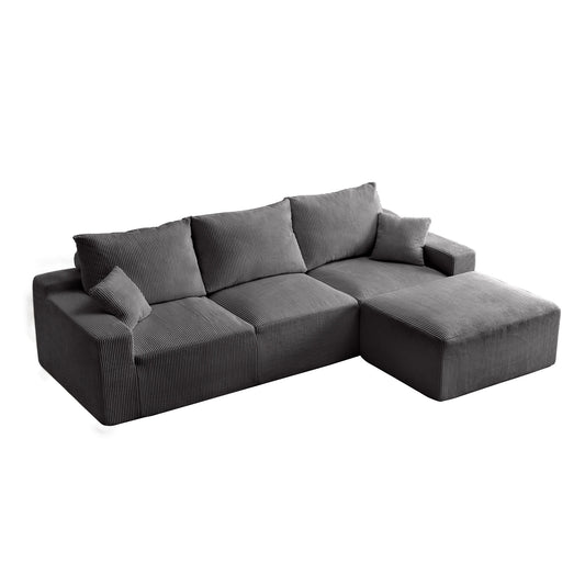 L Shaped Sectional Sofa, Full Compression 3 Seater Cloud Couch With Chaise