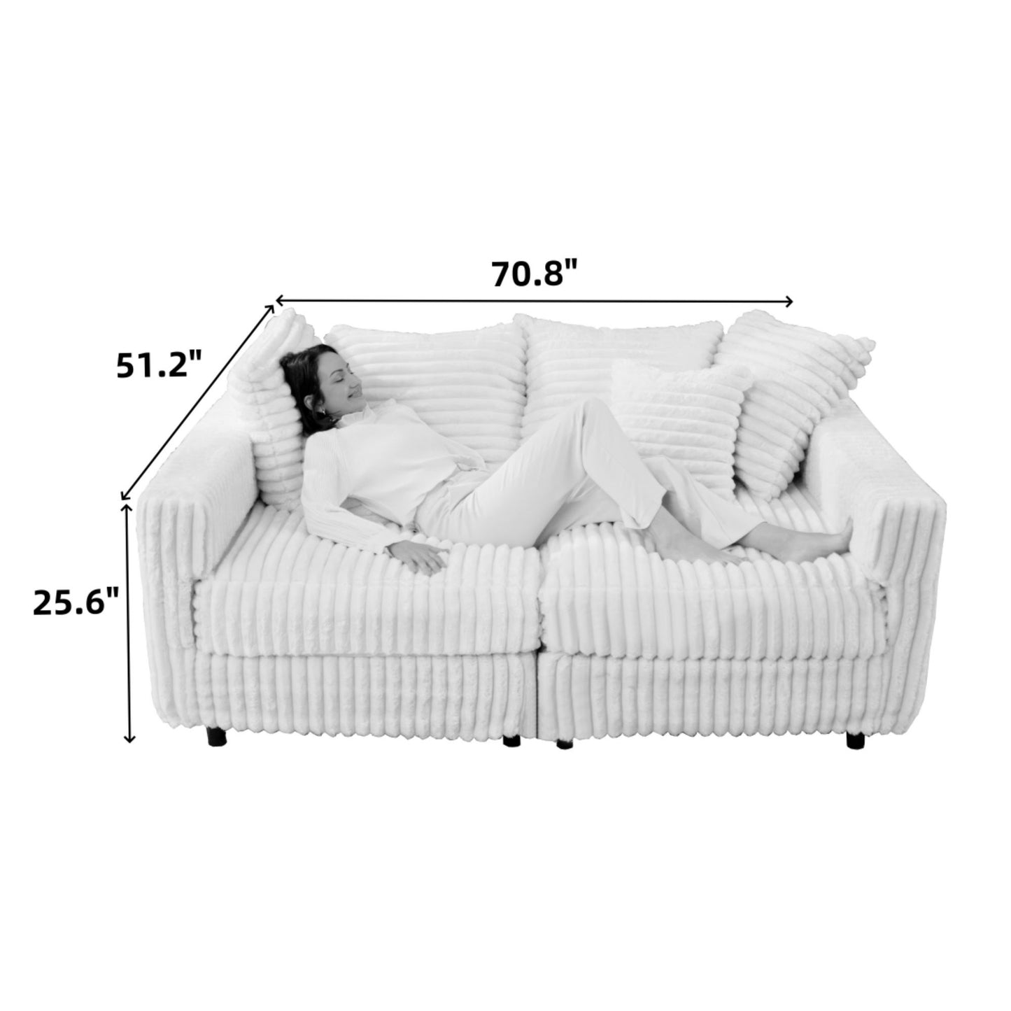 Modern Comfy Upholstered 4 Seat Sofa Cloud Couch, Deep Seat With Soft Pillows