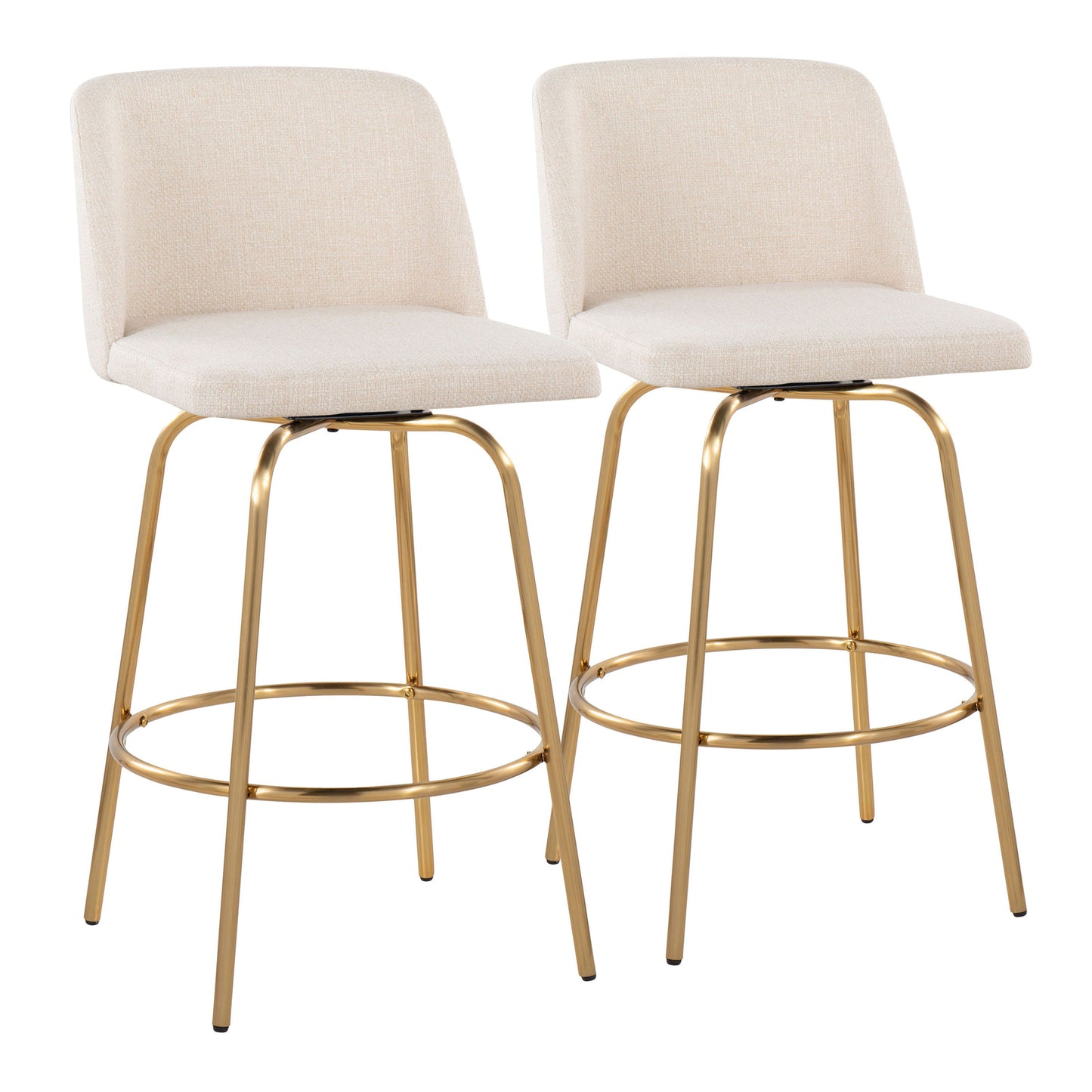 Toriano - Contemporary, Fixed Height Counter Stool With Swivel With Round Footrest (Set of 2)