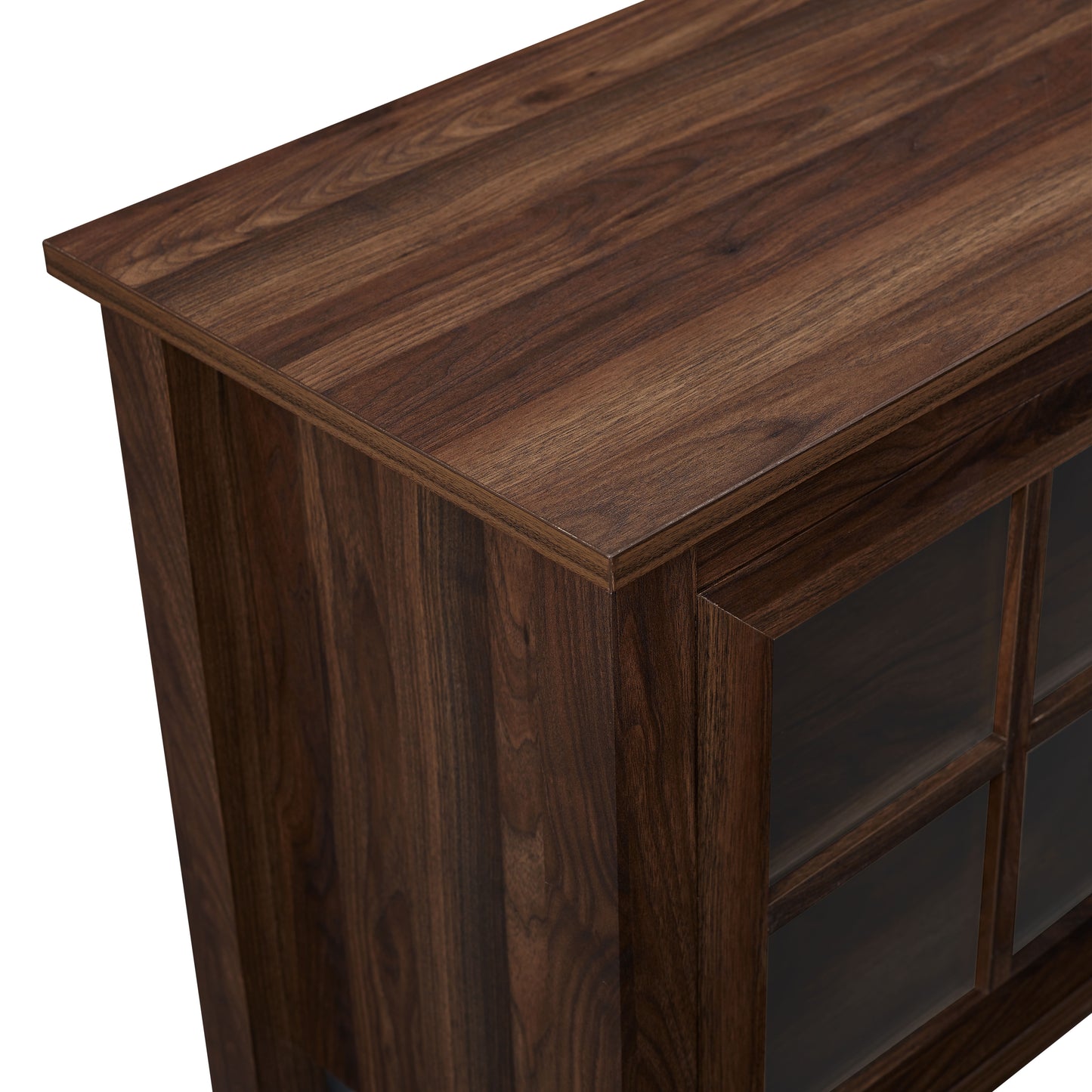 Modern Farmhouse 2 Door Glass Windowpane 70" TV Stand For 80" TVs
