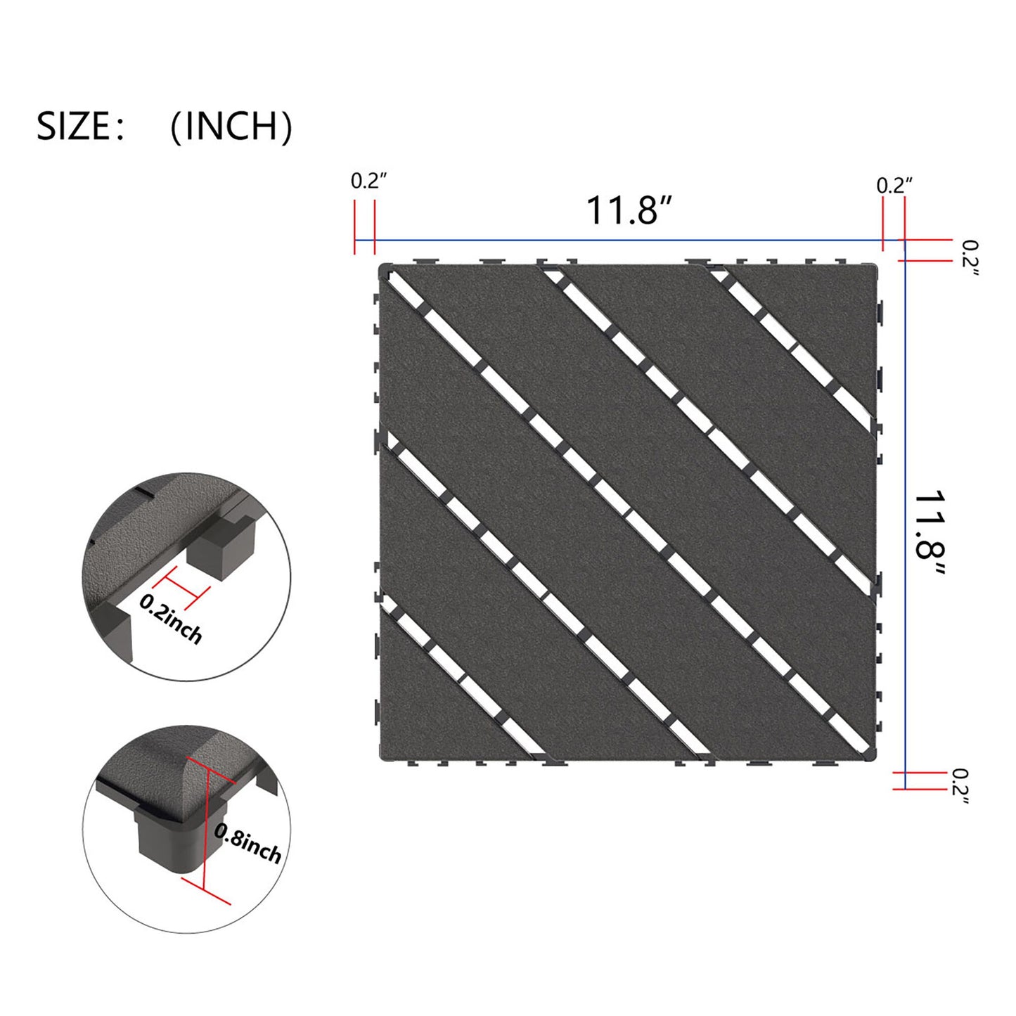 Durable Plastic Interlocking Deck Tiles, Waterproof Outdoor And Indoor Use