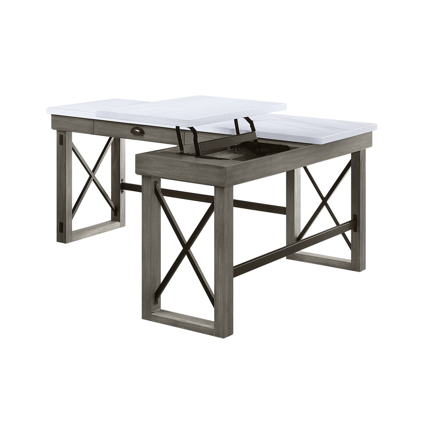 Talmar - Marble Top Weathered Writing Desk With Lift Top - Gray