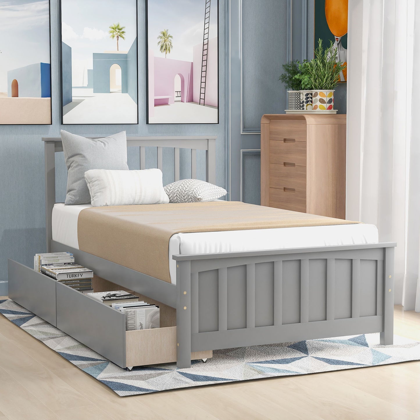 Platform Bed With Two Drawers