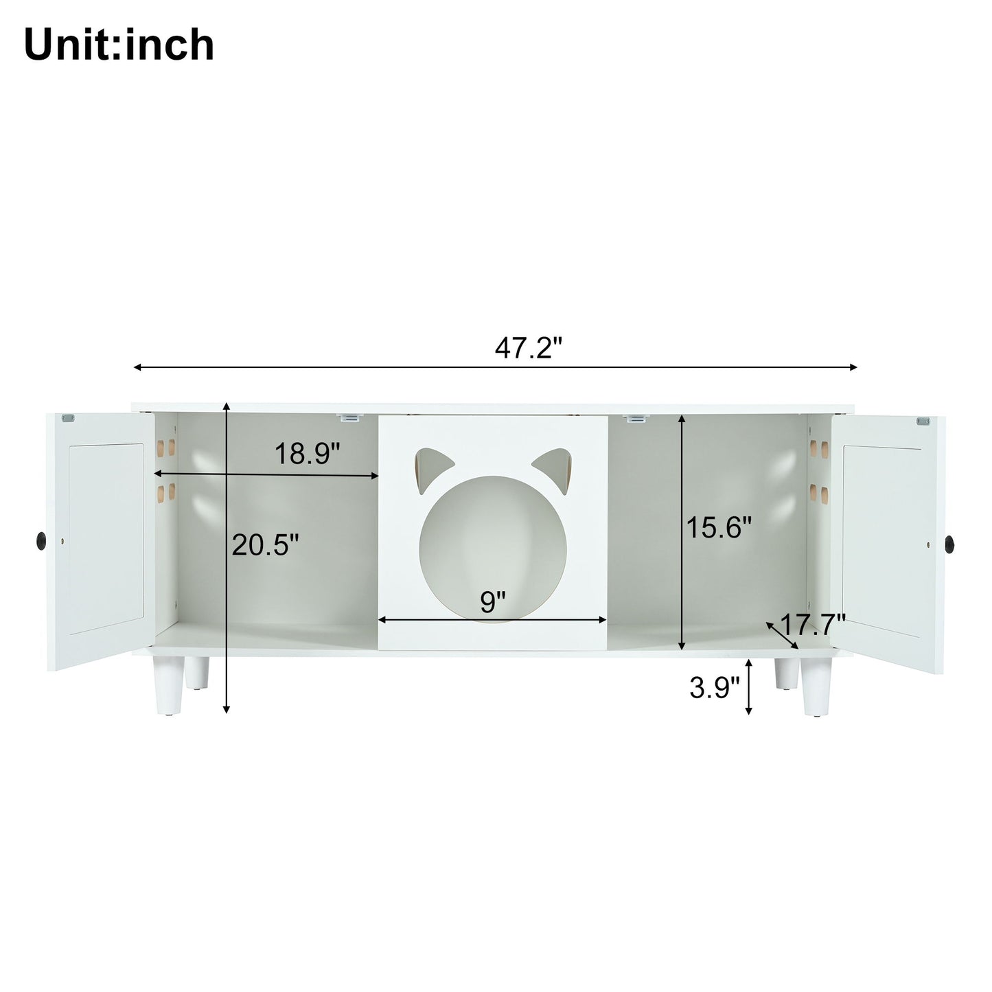 Furniture Style Cat Cabinet Cat Litter Box With Sisal Scratching Door - Cream White
