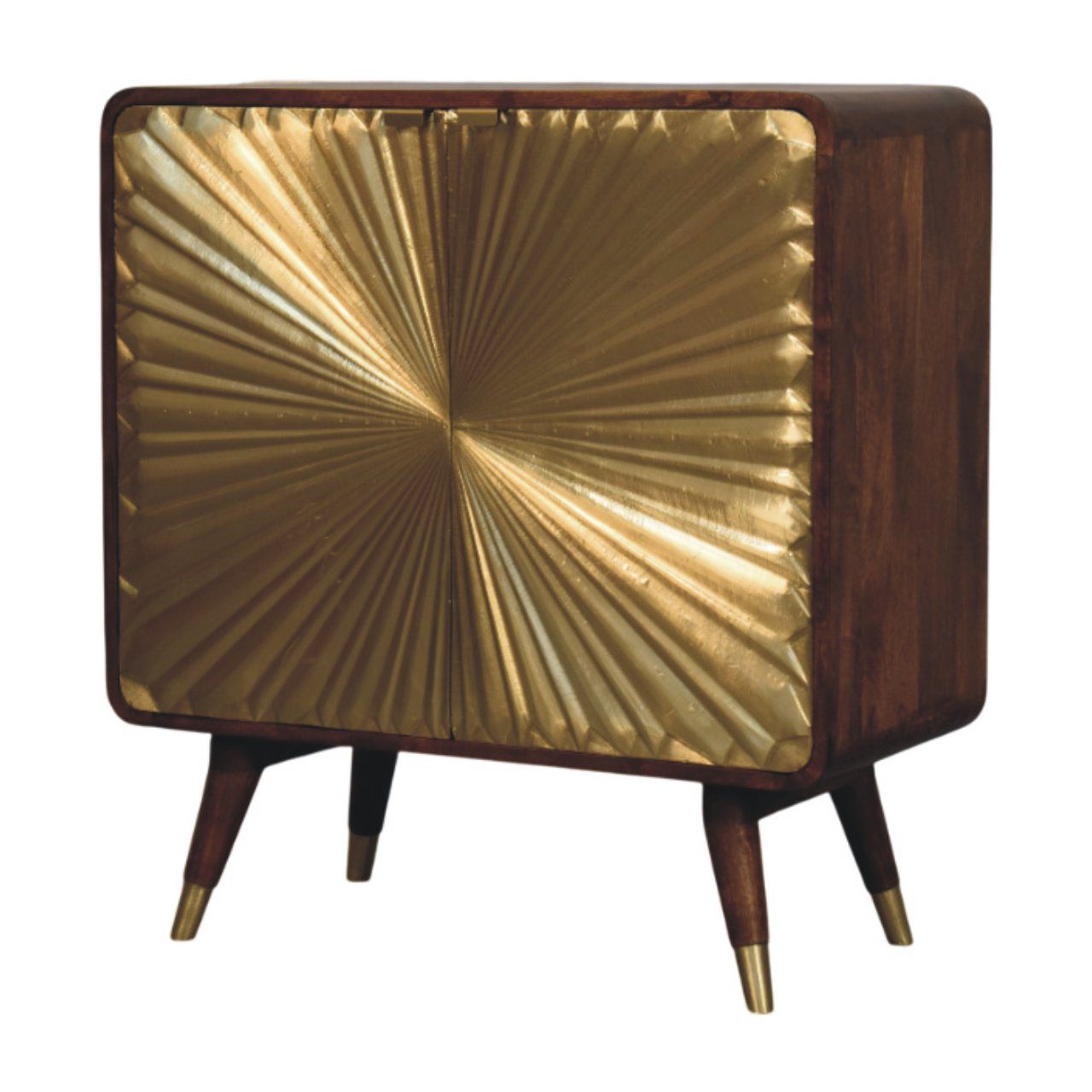Avora - Brass Embossed 2 Door Cabinet - Brown / Golden