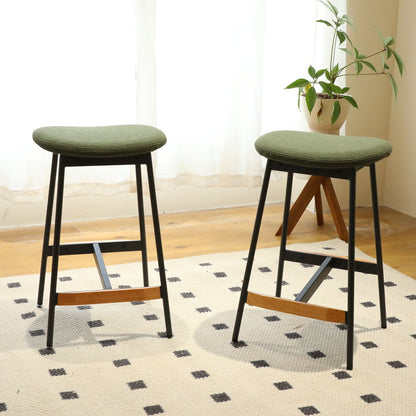 Modern Bar Stools Comfortable & Stylish, Soft Fabric Upholstered, Backless (Set of 2)