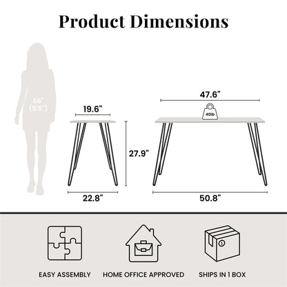 Writing Desk With Hairpin Legs For Study Or Work - White Oak