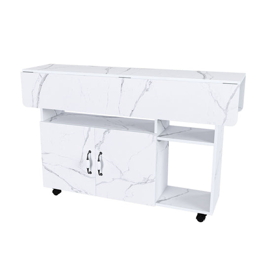 Multi Functional Folding Table With Storage Shelves And Wheels