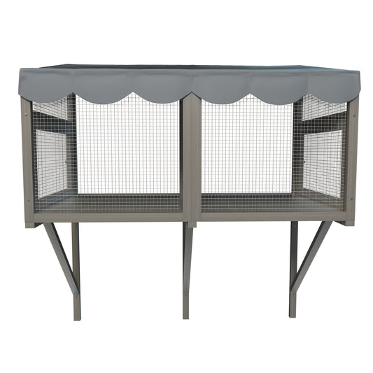 Window Perch Catio For Indoor Cats, Expandable Enclosure With Secure Frame And Waterproof Roof, Suitable For Multiple Kittens - Gray