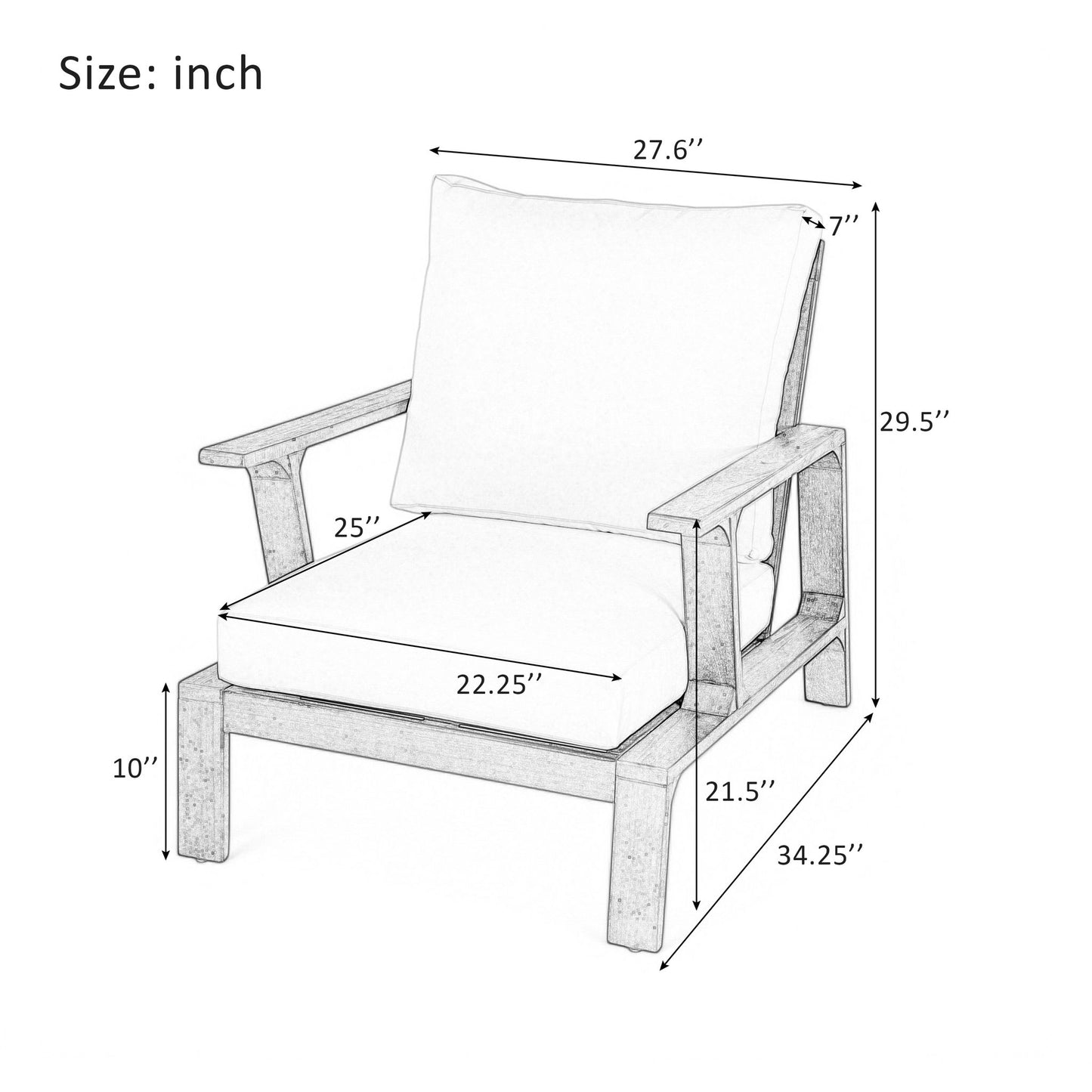 Outdoor Accent Lounge Chair For Patios - Beige / Dark Brown