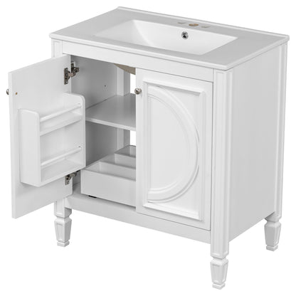 Bathroom Vanity With Sink With 2 Doors And Adjustable Shelf