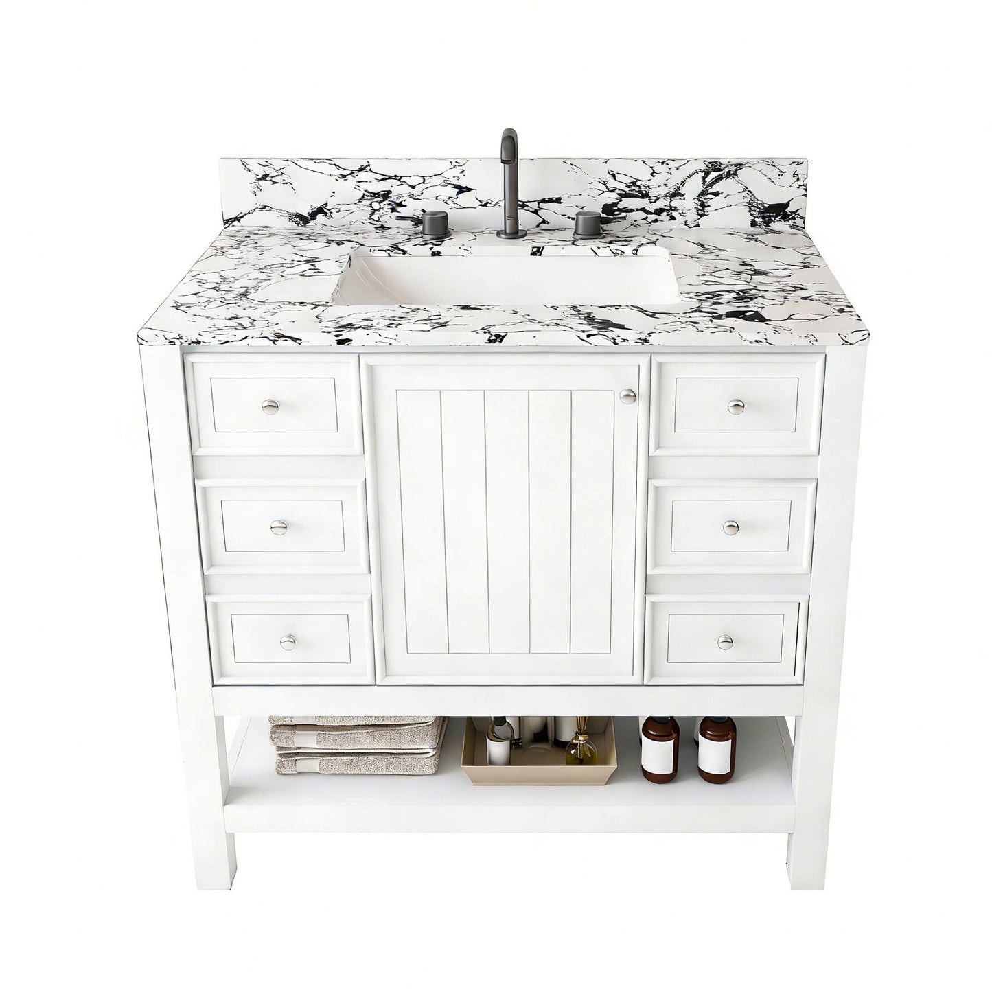 Bathroom Vanity Set With 3 Drawers And Storage Cabinet - White