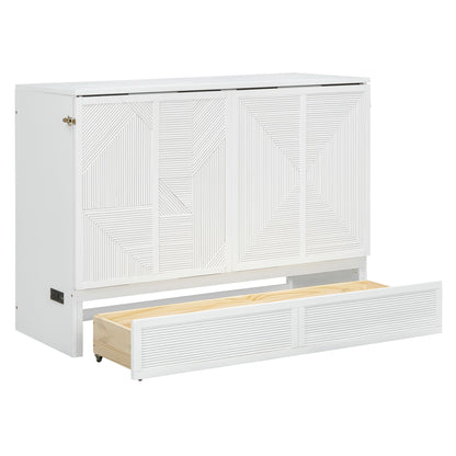 Murphy Bed With Large Drawer, USB Ports And Outlets