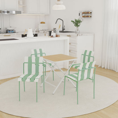 4 Piece Set Of Modern Color Block Designed Single Chairs With Folding Square Table