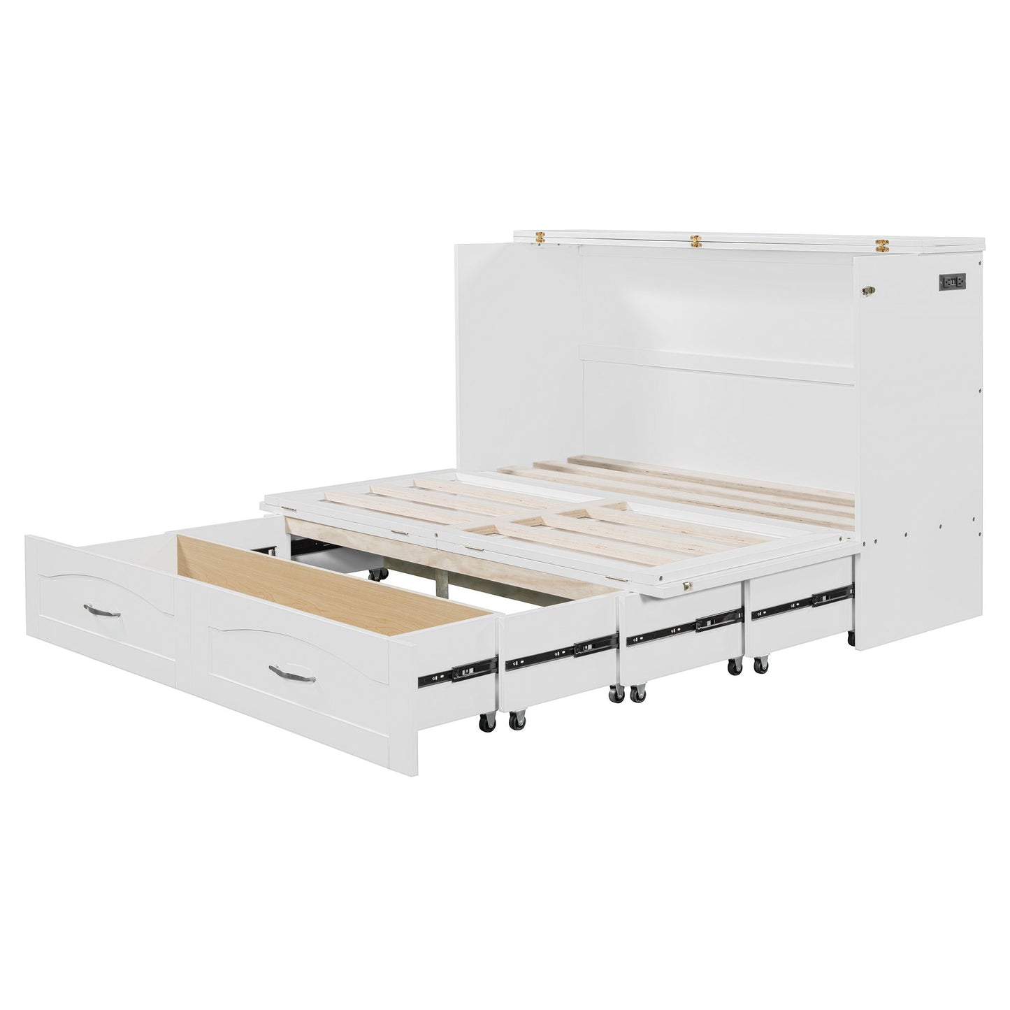 Murphy Bed With Drawer And A Set Of Sockets & USB Ports, Pulley Structure Design