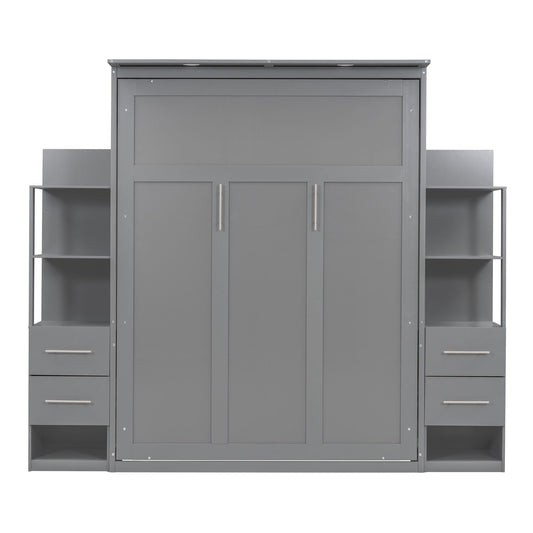 Murphy Wall Bed With Shelves, Drawers And LED Lights