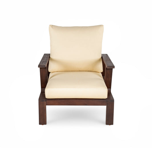Outdoor Accent Lounge Chair For Patios - Beige / Dark Brown