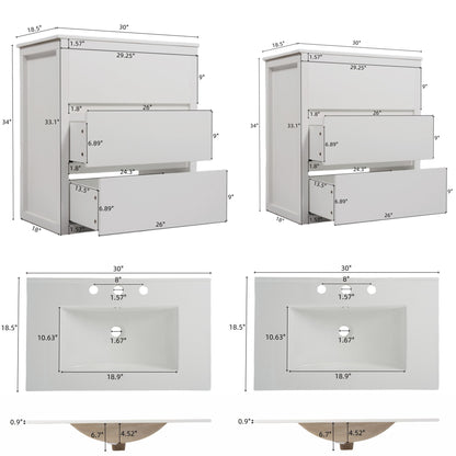 Double Sinks Bathroom Vanity Set With 2 Ceramic Basins