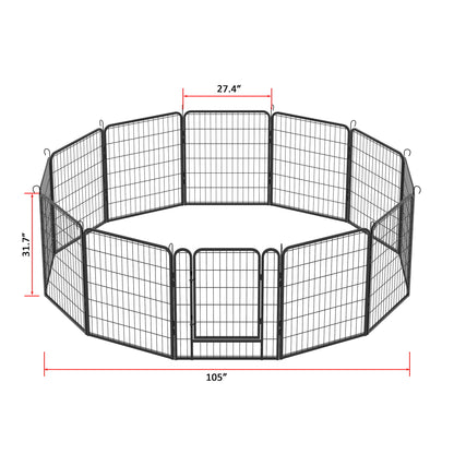 Heavy Duty Metal Playpen With Door, Dog Fence Pet Exercise Pen For Outdoor, Indoor