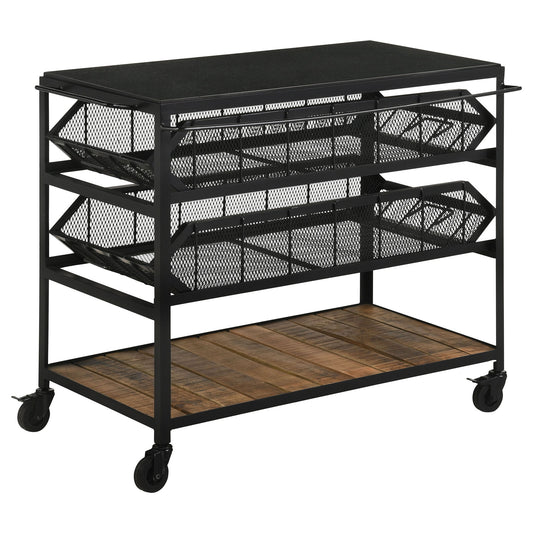 Ingalls - Accent Storage Cart With Casters, Shelves - Black